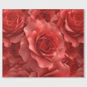 3D Red Roses Naadloze Patroon Valentijnsdag Cadeaupapier (Vlak)