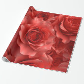 3D Red Roses Naadloze Patroon Valentijnsdag Cadeaupapier (Uitgerold)