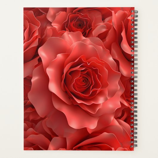 3D Red Roses Naadloze Patroon Valentijnsdag Planner (Achterkant)