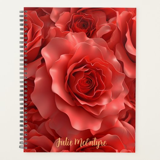 3D Red Roses Naadloze Patroon Valentijnsdag Planner (Voorkant)
