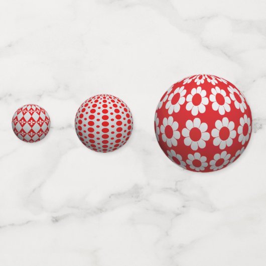 3D Red & White Balls Confetti (Voorkanten)