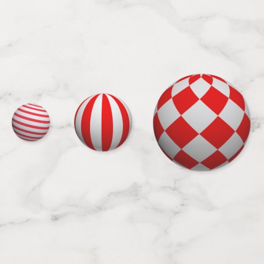 3D Red & White Balls Confetti (Achterkanten)