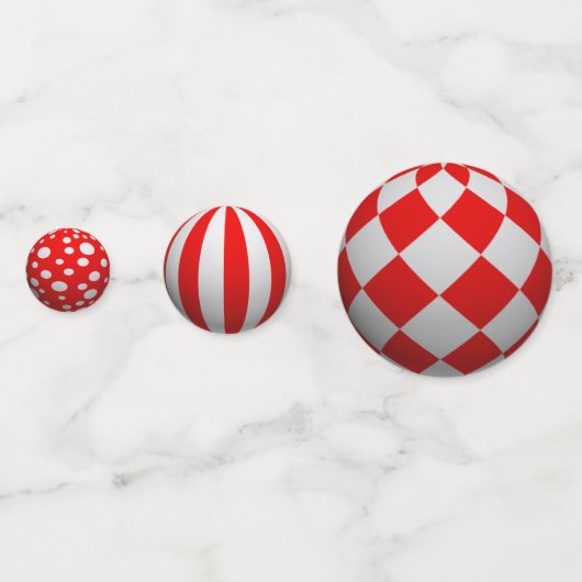 3D Red & White Balls Confetti (Achterkanten)