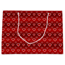 3D Red & White Hearts gepatterd