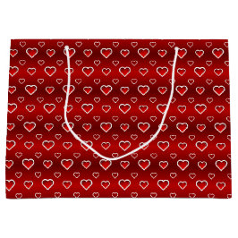 3D Red & White Hearts gepatterd Groot Cadeauzakje
