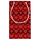 3D Red & White Hearts Pattered Gift Bag Klein Cadeauzakje (Achterkant)