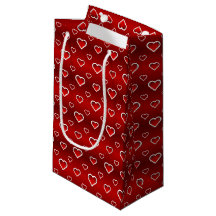 3D Red & White Hearts Pattered Gift Bag