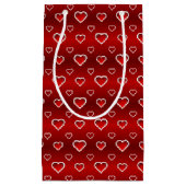 3D Red & White Hearts Pattered Gift Bag Klein Cadeauzakje (Voorkant)