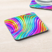 3D regenboog-gekleurd abstractiepatroon Bier Onderzetter (Linkerzijde)