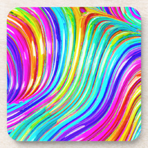 3D regenboog-gekleurd abstractiepatroon Bier Onderzetter