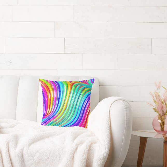 3D regenboog-gekleurd abstractiepatroon Kussen (Bank)