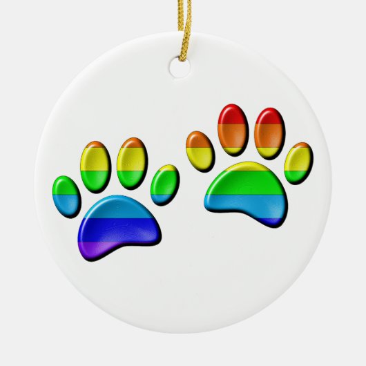 3D-regenboogdog Keramisch Ornament (Voorkant)