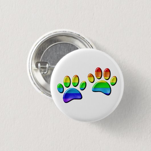 3D-regenboogdog Ronde Button 3,2 Cm (Voorkant /achterkant)