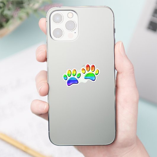 3D-regenboogdog Sticker (Telefoon)
