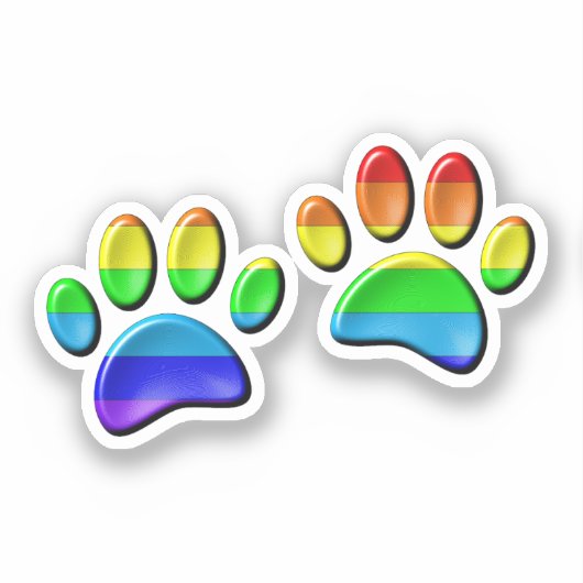 3D-regenboogdog Sticker (Voorkant)