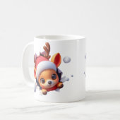3D Reindeer Christmas Coffee Mug – Festive Holiday Koffiemok (Voorkant links)