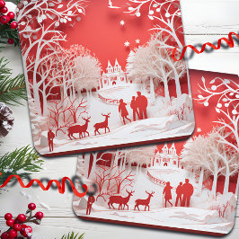 3D Reinders en mensen in het dorp Bier Onderzetter