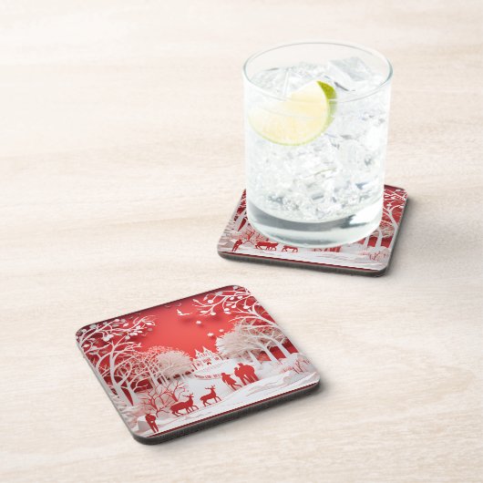 3D Reinders en mensen in het dorp Bier Onderzetter (Rechterzijde)