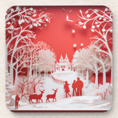 3D Reinders en mensen in het dorp Bier Onderzetter (Voorkant)