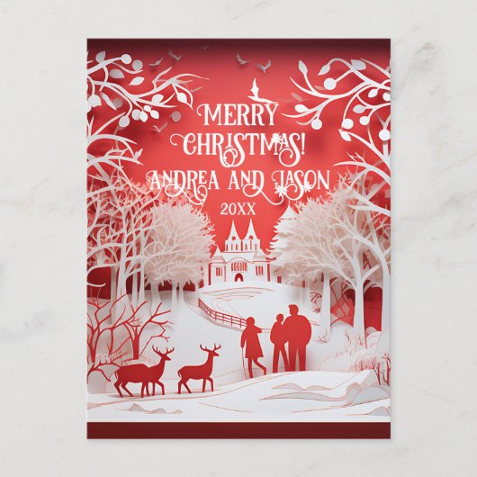 3D Reinders en mensen in het dorp Briefkaart (Voorkant)