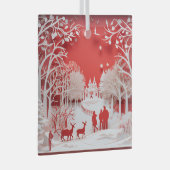 3D Reinders en mensen in het dorp Glas Ornament (Voorkant Rechts)