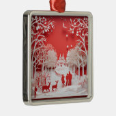 3D Reinders en mensen in het dorp Metalen Ornament (Rechts)