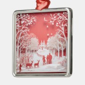 3D Reinders en mensen in het dorp Metalen Ornament (Links)