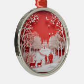 3D Reinders en mensen in het dorp Metalen Ornament (Rechts)