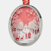 3D Reinders en mensen in het dorp Metalen Ornament (Links)