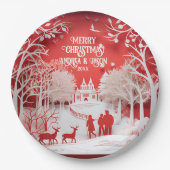 3D Reinders en mensen in het dorp Papieren Bordje (Voorkant)