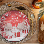 3D Reinders en mensen in het dorp Papieren Bordje