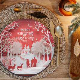 3D Reinders en mensen in het dorp Papieren Bordje