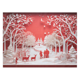 3D Reinders en mensen in het dorp Tafelkleed