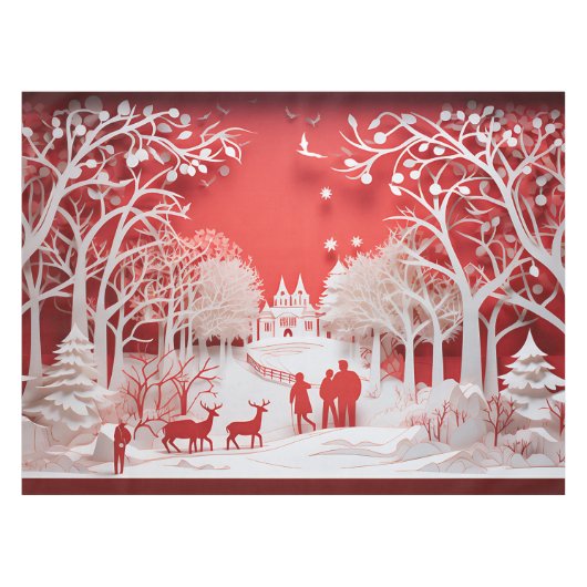 3D Reinders en mensen in het dorp Tafelkleed (Voorkant (Horizontaal))