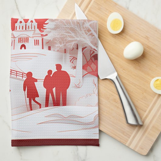 3D Reinders en mensen in het dorp Theedoek (Quarter Fold)