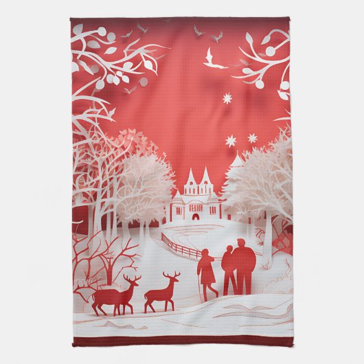 3D Reinders en mensen in het dorp Theedoek (Verticaal)