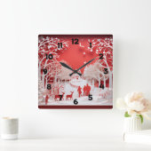 3D Reinders en mensen in het dorp Vierkante Klok (Huis)