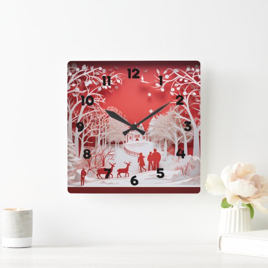 3D Reinders en mensen in het dorp Vierkante Klok (Huis)