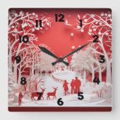 3D Reinders en mensen in het dorp Vierkante Klok (Voorkant)