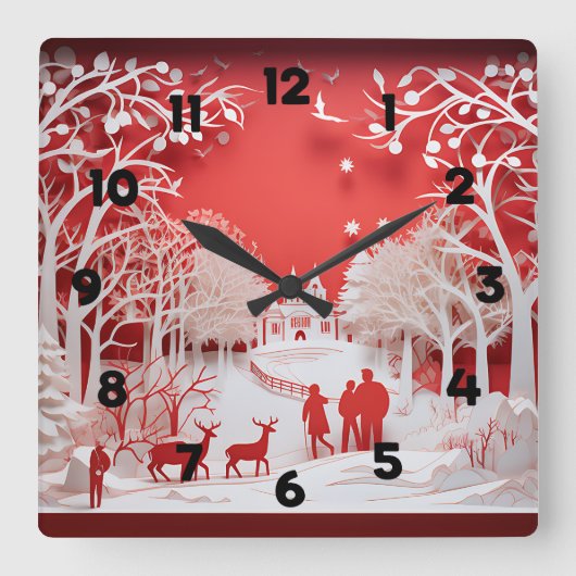 3D Reinders en mensen in het dorp Vierkante Klok (Voorkant)