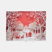 3D Reinders en mensen in Village Baby Fleece Deken (Voorkant (Horizontaal))