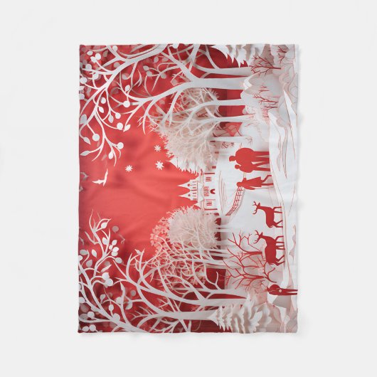 3D Reinders en mensen in Village Baby Fleece Deken (Voorkant)