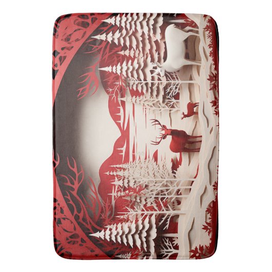 3D Reinders in de winter Badmat (Voorkant Verticaal)