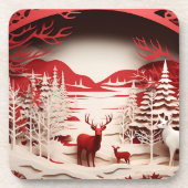 3D Reinders in de winter Bier Onderzetter (Voorkant)