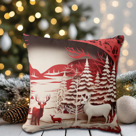 3D Reinders in de winter Kussen