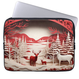 3D Reinders in de winter Laptop Sleeve