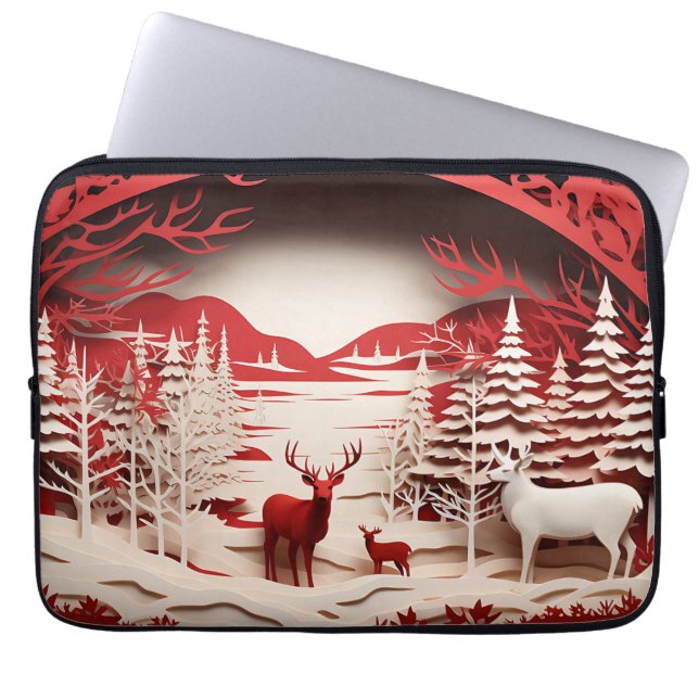 3D Reinders in de winter Laptop Sleeve (Voorkant)