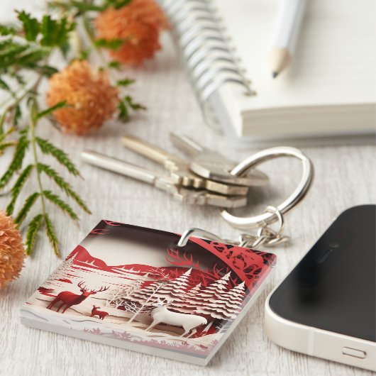 3D Reinders in de winter Sleutelhanger (Voorkant Rechts)