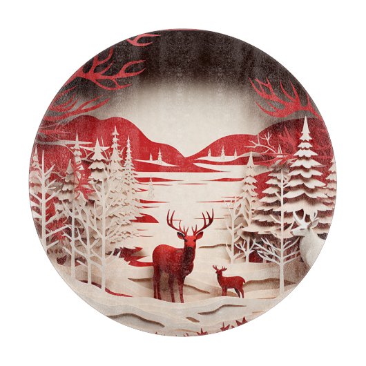 3D Reinders in de winter Snijplank (Voorkant)