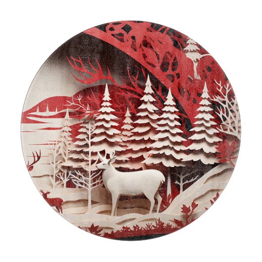 3D Reinders in de winter Snijplank (Voorkant)